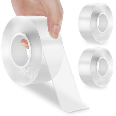 3 Rolls Double Sided Tape Heavy Duty(19.8FT,1.2 in Wide),Nano-Acrylic Material,Washed and Reusable,Self-Adhesive,Environmental Protection,Transparent Wall Tape for TV,Home,Office,Car,Kitchen Holder