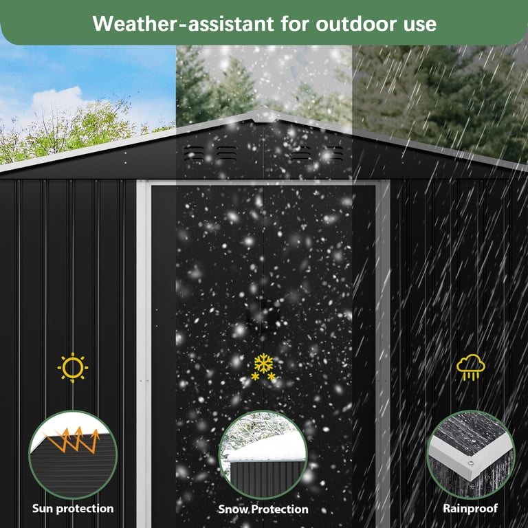 HOGYME 8x12 ft Outdoor Storage Shed Large Metal Utility Tool Shed