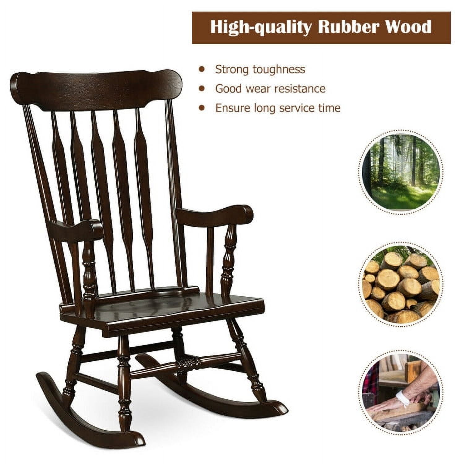 Aimee Lii Outdoor Rocking Chair, Patio Rocker Chair for Lawn, Porch, Backyard, Indoor and Garden, Retro styling, Brown