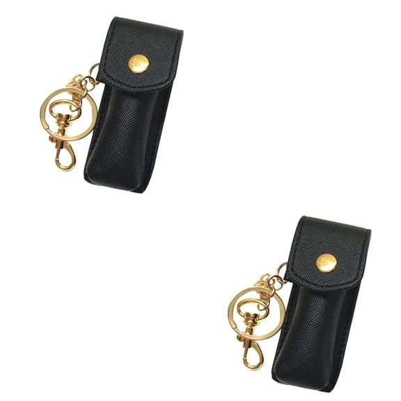 HOMEMAXS 2 pcs Lipstick Keychain Holder Storage Bag Lip Pouch Bags for Women Girls(Black)