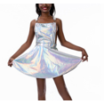 thumbnail image 6 of FNNMNNR Women‘s Metallic Sleeveless Mini Dress High Waist Sparkly Party Disco Holographic Dress Clubwear, 6 of 7