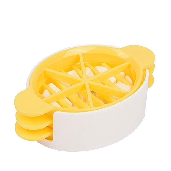 3-in-1 Multifunctional Egg Slicer, Yellow Manual Cutter for Hard Boiled Eggs, Strawberries & Fruits - Heavy-Duty Plastic Kitchen Tool