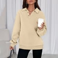 thumbnail image 5 of TKLPEHG Sweatshirt for Women Long Sleeve Oversized Button V Neck Pullover Solid Color Workout Tops Loose Henley Pullover (Khaki,S), 5 of 9