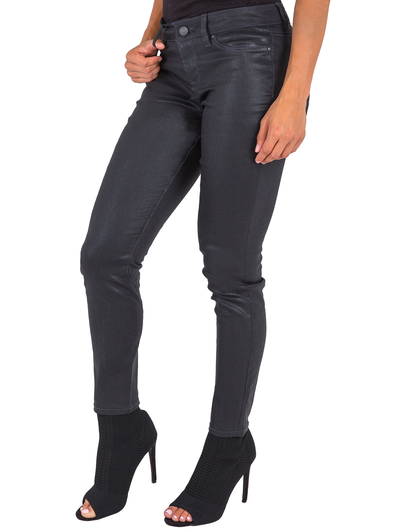 coated black jeans women's
