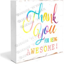 Thank You Gifts for Women Men, Employee Appreciation Gifts,Wood Box Sign, Thank You for Being Awesome, Gifts for Coworkers, Employee, Teachers, Nurse7"x7"