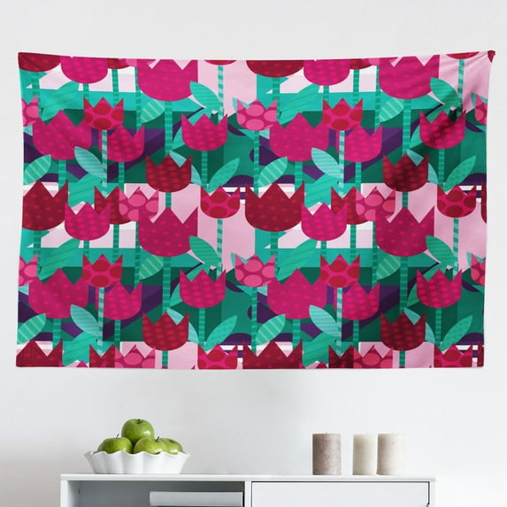 Geometric Tapestry, Monochrome Black and White Squares Pattern Abstract Designed Shapes Print, Fabric Wall Hanging Decor for Bedroom Living Room Dorm, 2 Sizes, Black and White, by Ambesonne