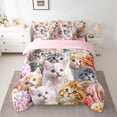 thumbnail image 2 of Castle Fairy Kawaii Cats Twin Bedding Sets,Chic Floral Flowers Bedding Comforter Set, 2 of 8