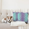 thumbnail image 4 of Ambesonne Mandala Throw Pillow Cover 2 Pack, Ornate Hippie, 24", Purple Aqua, 4 of 7