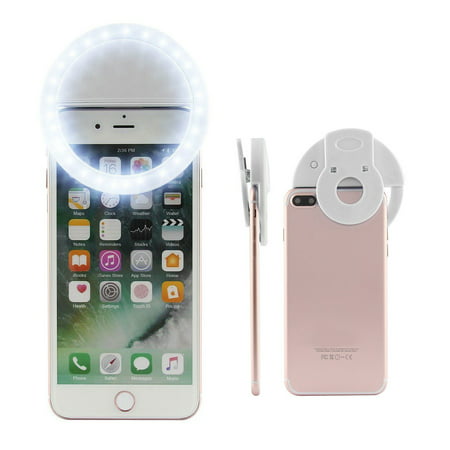 Selfie Ring Fill Light Flash Luminous with 40 LED & 3 modes for iPhone iPad Sumsung Galaxy Photography Phones, Camera, Round Shape, White [Rechargable
