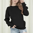 thumbnail image 2 of SERTG Boys Girls Kids Solid Color Round Neck Pullover Long Sleeve Casual Everyday Outerwear Spring Fall Comfortable Tops for Children(Black,13 Years), 2 of 7