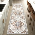 thumbnail image 3 of MeyJey Boho Indoor Hallway Runner Rug 2'x8', Oriental Non Slip Machine Washable Area Rug Distressed Vintage Floor Carpet for Bedroom Kitchen Dinning/Living/Laundry Room, Beige/Brown, 3 of 14