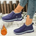 thumbnail image 2 of Winter Boots for Women Thickened Warm Plush Lined Slip on Ankle Snow Boots Nonslip Cold Weather Outdoor Sneakers Hiking Shoes Purple Size 7.5, 2 of 6