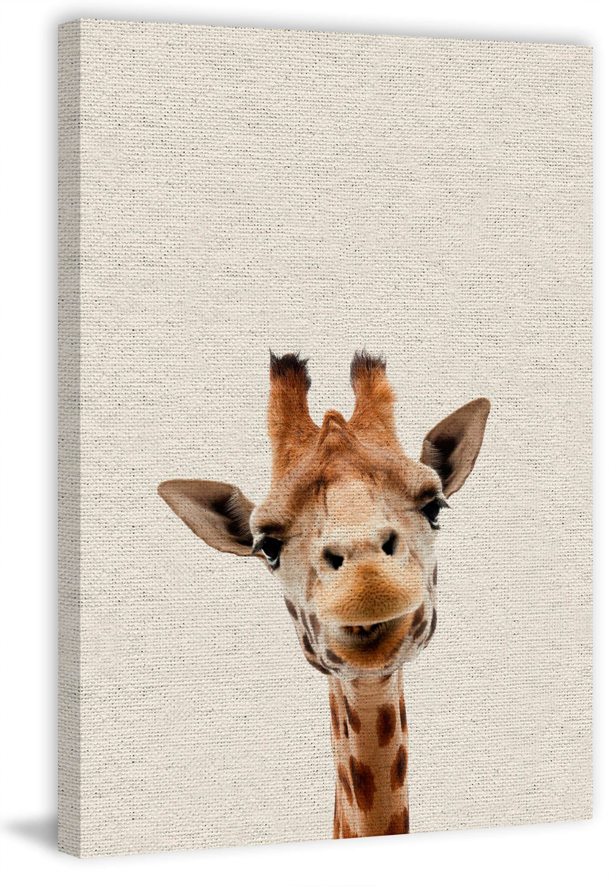 Curious Giraffe on Wrapped Canvas - Walmart.com