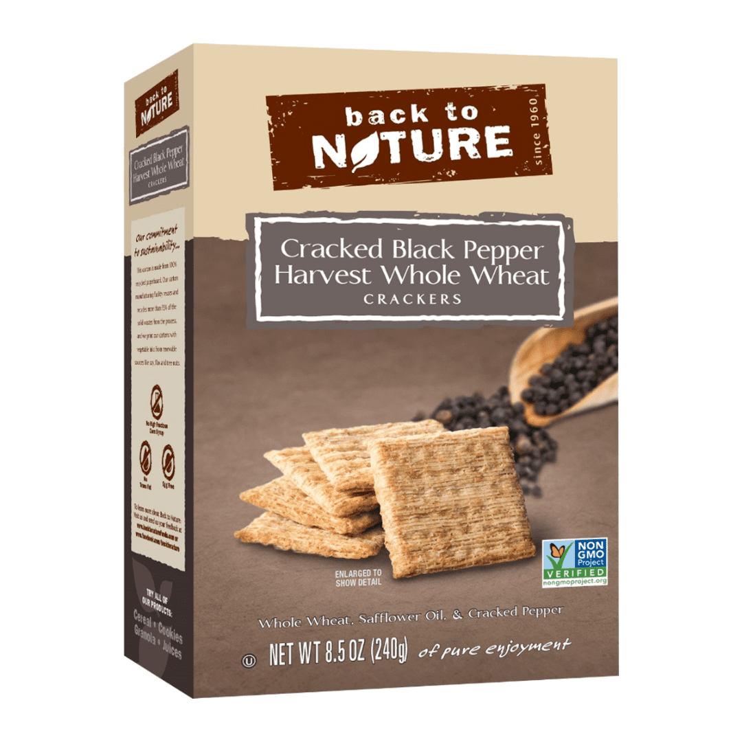Back To Nature Harvest Whole Wheat Crackers, Cracked Black Pepper, 8.5