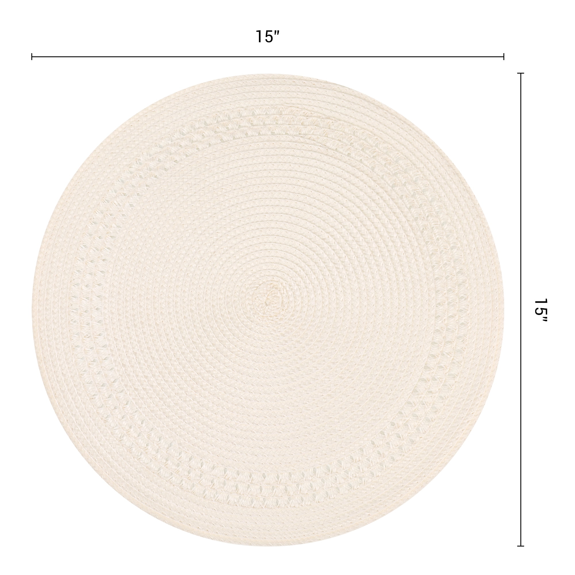 Unique Bargains Farmhouse Round Placemats Set of 6 Woven Placemats Beige