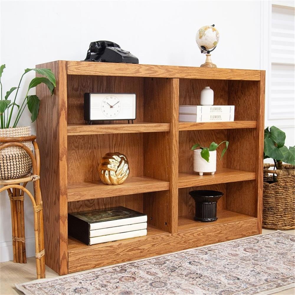 Maklaine Book Shelf - Wood Bookcase Furniture 48 x 36" - Oak