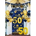 thumbnail image 6 of YANSION 50th Birthday Decorations, Navy Blue Gold 50th Party Balloons, Happy Birthday Backdrop Blue Gold Sign Poster 50th Anniversary Banner Photo Booth Background Banner for 50th Party Supplies, 6 of 8