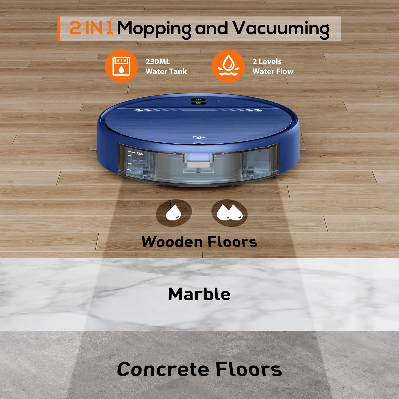 GOOVI Robot Vacuum Cleaner, 2 in 1 Robot Vacumm Mop Combo, With Alexa/WiFi/App Connection, for Pet Hair, Hard Floor