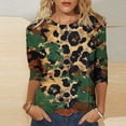 thumbnail image 2 of CYMMPU 3/4 Sleeve Blouses for Women Dressy Casual Tunic Tops Loose Fit Round Neck Fall Fashion Shirts Flower Pattern Spring Tops Lightweight Basic T-Shirts Multicolor M, 2 of 5