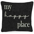 thumbnail image 5 of Jordan Manufacturing 16" x 16" My Happy Place Black Novelty and Leaves Reversible Square Outdoor Throw Pillow, 5 of 13