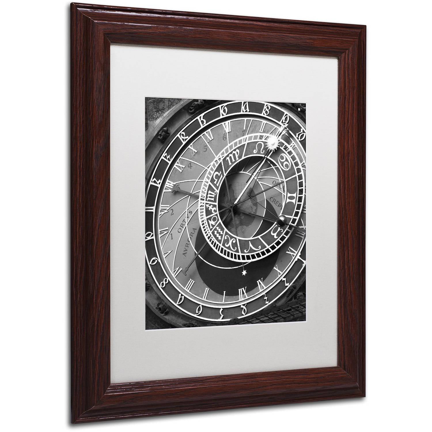 Trademark Fine Art "Astronomic Watch Prague 11" Canvas Art by Moises Levy White Matte, Wood Frame