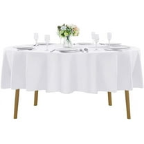 120 inch Round Tablecloth Washable Polyester Table Cloth Decorative Table Cover for Wedding Party Dining Banquet（6 Pack 120 inch,White）