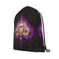 thumbnail image 2 of XMXT Waterproof Gym Bag, Fuchsia Skull Ace Print Drawstring Backpack for Men, s Black, 2 of 8