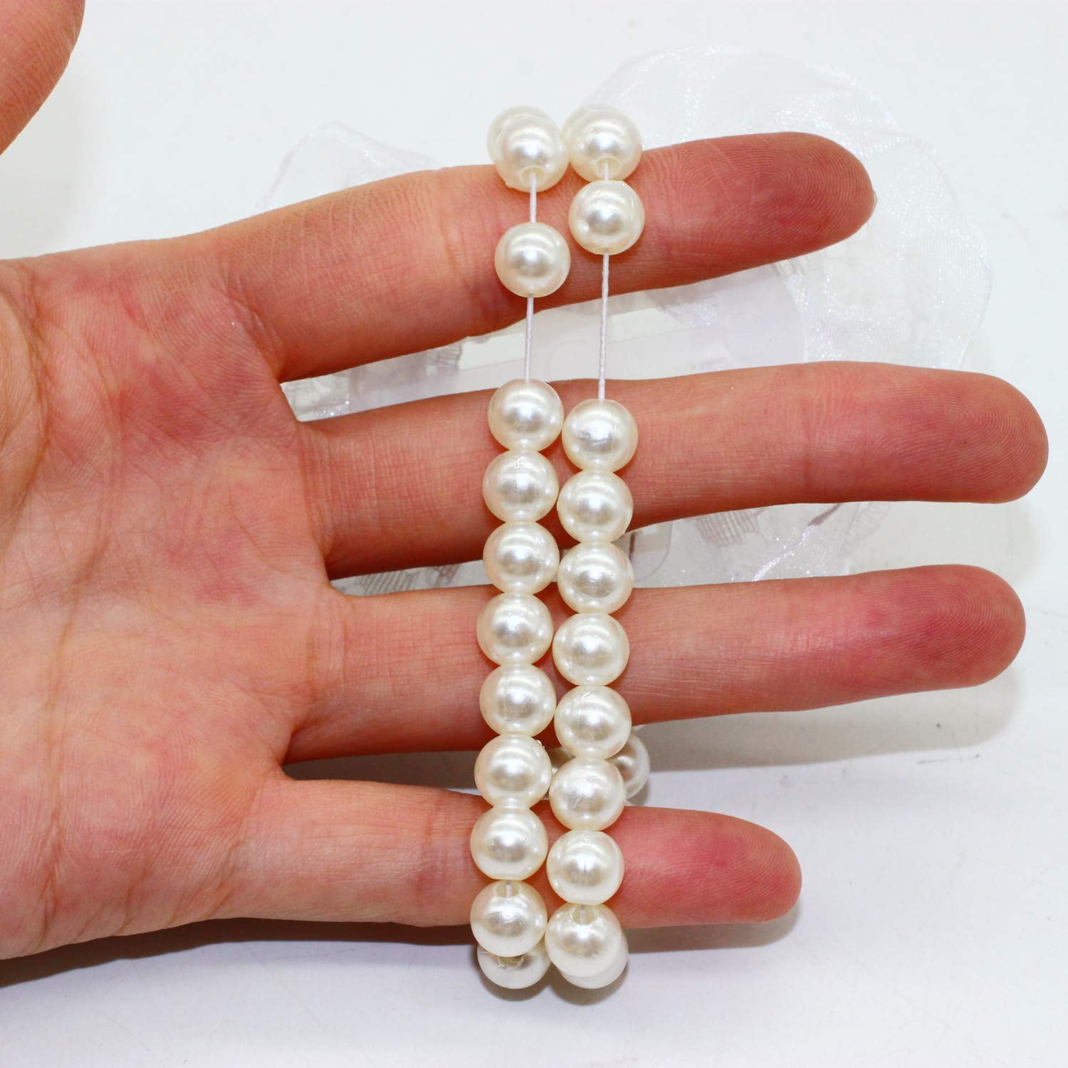 Elastic Pearl Bands Wrist Corsage Bands Wedding Corsages Pearl Bracelet 20  Pack Elastic Pearl Wedding Wristlets DIY Wrist Corsages Accessories for  Wedding Prom Hand Flowers Beach Party (White)