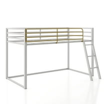 Furniture of America Two-Tone Kids Junior Metal Twin Loft Bed with Guardrails, Grey and Gold