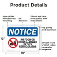 thumbnail image 2 of (2 Pack) No Food Or Drink In This Refrigerator OSHA Notice Sign 18 Inch X 12 Inch Indoor / Outdoor Rust-Free Aluminum Metal Signs for Workplace, Workshop, and Construction Site, Made in, 2 of 8