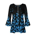 thumbnail image 4 of 3/4 Sleeve Tops for Women Casual Spring Ruffled V Neck T Shirts Three Quarter Length Work Blouses Dressy Tunic Tops 2025 Blue XXL, 4 of 5