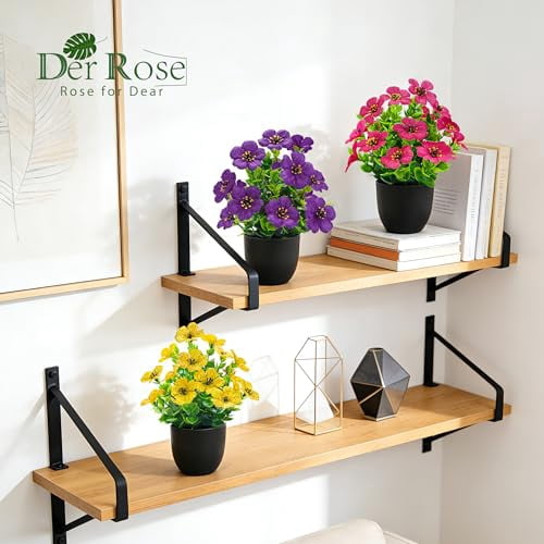 4 Pack Artificial Small Fake Plants Spring Flowers, Faux Indoor Plants for Home Office Desk Decor, Bathroom Accessories, Room Decorations