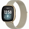 thumbnail image 1 of wonima02 Bands Compatible with Fitbit Sense Versa 3 Versa 4 and Sense 2 Smartwatch Women Men, Stainless Steel Metal Mesh Magnetic Band Replacement , Small Champagne, 1 of 1