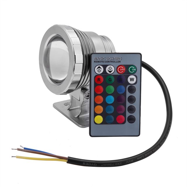Lámpara de jardín con luz LED para piscina impermeable para exteriores RGB de 5W con control remoto (plateado)