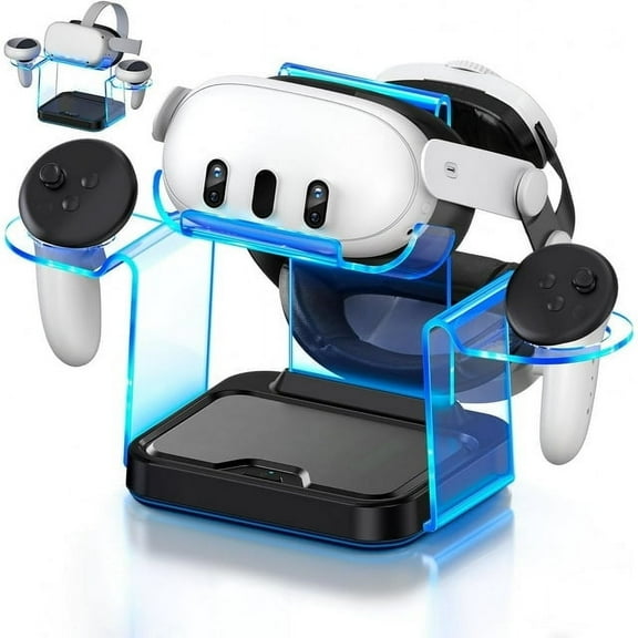 Charging Dock for Meta Oculus Quest 2&3 with Ambient Light,Quest Charging Station for Oculus 2 Accessories with 4 Rechargeable Batteries/USB-C Charger Adapter