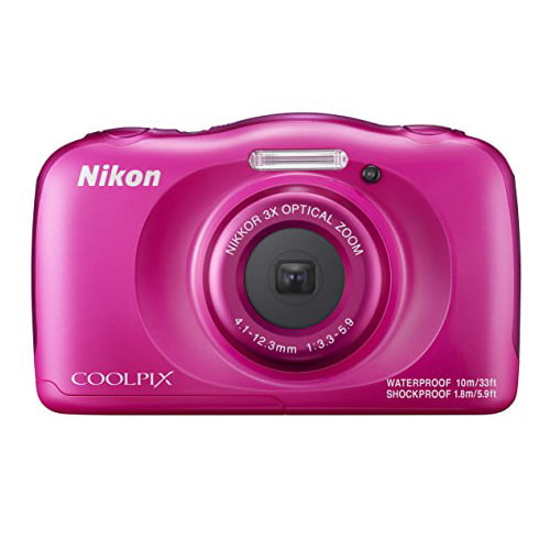 Nikon COOLPIX W100 13.2 MP Waterproof Digital Camera (Pink) + Top