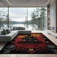 thumbnail image 2 of ODIKA 8'x10' Washable Area Rug Non-Shedding, Easy Care, Eerie Spooky Bats Gothic Skull Motif Halloween Flowing Dynamic for King Size Bedroom Under Bed, Master Suite, 2 of 7