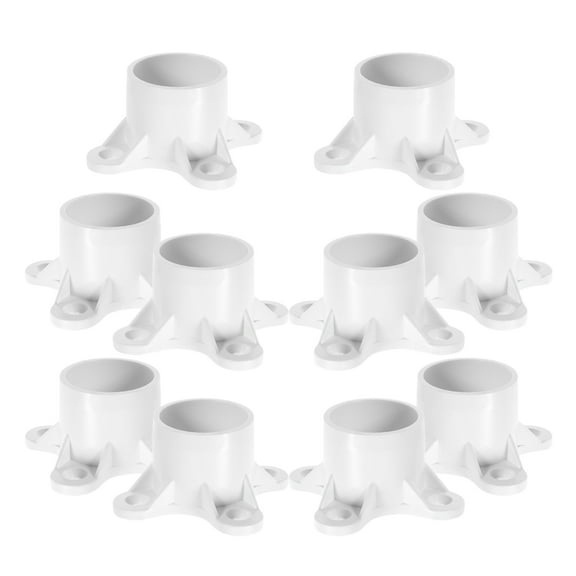 MLINS 10pcs PVC Flange Table Leg Screw Caps for 1-Inch PVC Pipe Table Screw Caps Rod Holder Flange Easy Installation PVC Fittings and Furniture Accessories