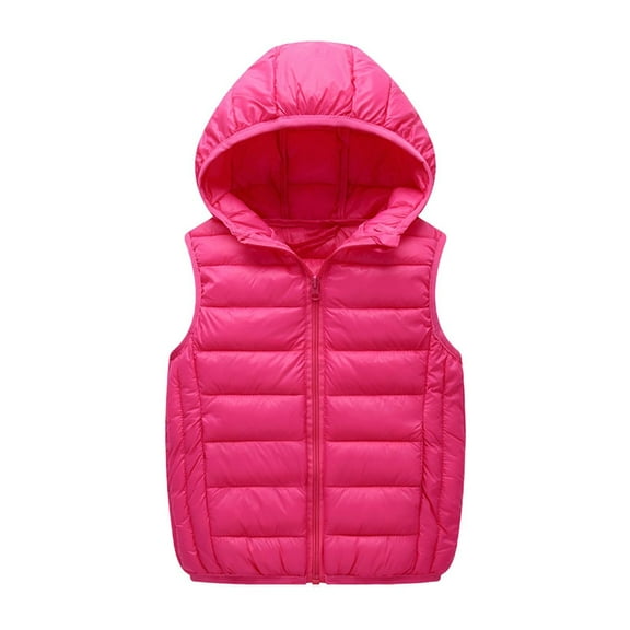 Riecok Boys Girls Quilted Vest Zip up Sleeveless Jackets Solid Lightweight Hooded Waistcoat Soft Cozy Outerwear