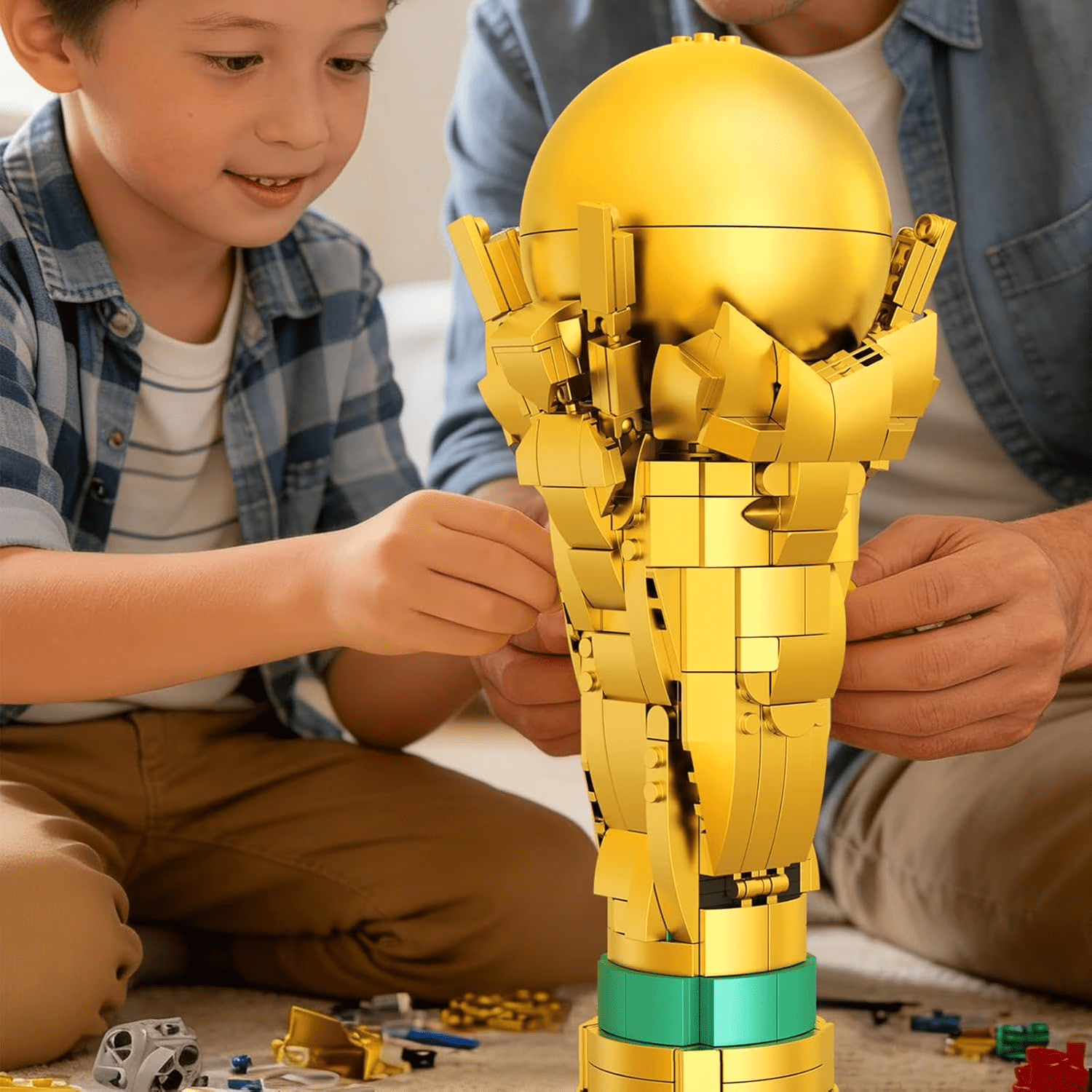World Soccer Trophy Building Set, Football Award STEM Collection Display Model For Soccer Fans, 446 PCS