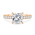 thumbnail image 2 of 2.00Ct Princess Cut Moissanite Solitaire Engagement Ring, Wrap Hidden Halo & Pavé, 18K Rose Gold, 2 of 7