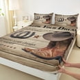 thumbnail image 3 of Manfei Retro Cowboy Full Size Sheets 4-Piece, Hat Boots Horseshoes Bed Sheets, Brown Barn Door Sheet Sets, Lightweight Room Decor, 3 of 7