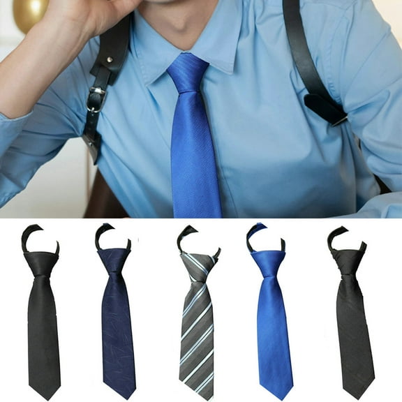 D-GROEE Zipper Ties for Men Adjustable Men's Pretied Neckties Zip on Tie for Men Daily Wear