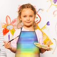 thumbnail image 2 of Colorful Watercolor Stripe Pattern Kids Aprons for Girls and Boys,Adjustable Neck Strap Toddler Aprons for Kids Cooking Baking, 2 of 6