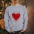 thumbnail image 2 of WREESH Matching Couple Sweatshirt Valentine's Day Outfit, 1 Piece Heart Printed Pullover Tops Anniversary Valentine Gifts for Him and Her Gray, 2 of 4