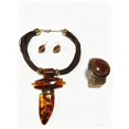 thumbnail image 2 of Vintage 80 cuerda de cera cuerno colgante collar pendientes pulsera set de manguitos, 2 of 4