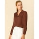 thumbnail image 2 of Camisa de trabajo Unique Bargains de manga larga elegante con cuello En V para mujer Marrón L, 2 of 6