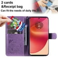 thumbnail image 4 of For Motorola Edge 50 Fusion 6.7" Cat&Bee Patterned Embossed Strong Magnetic Attachment/Closure, Card Slots/Pocket, PU Leather Flip Wallet Case ﻿,Purple, 4 of 7