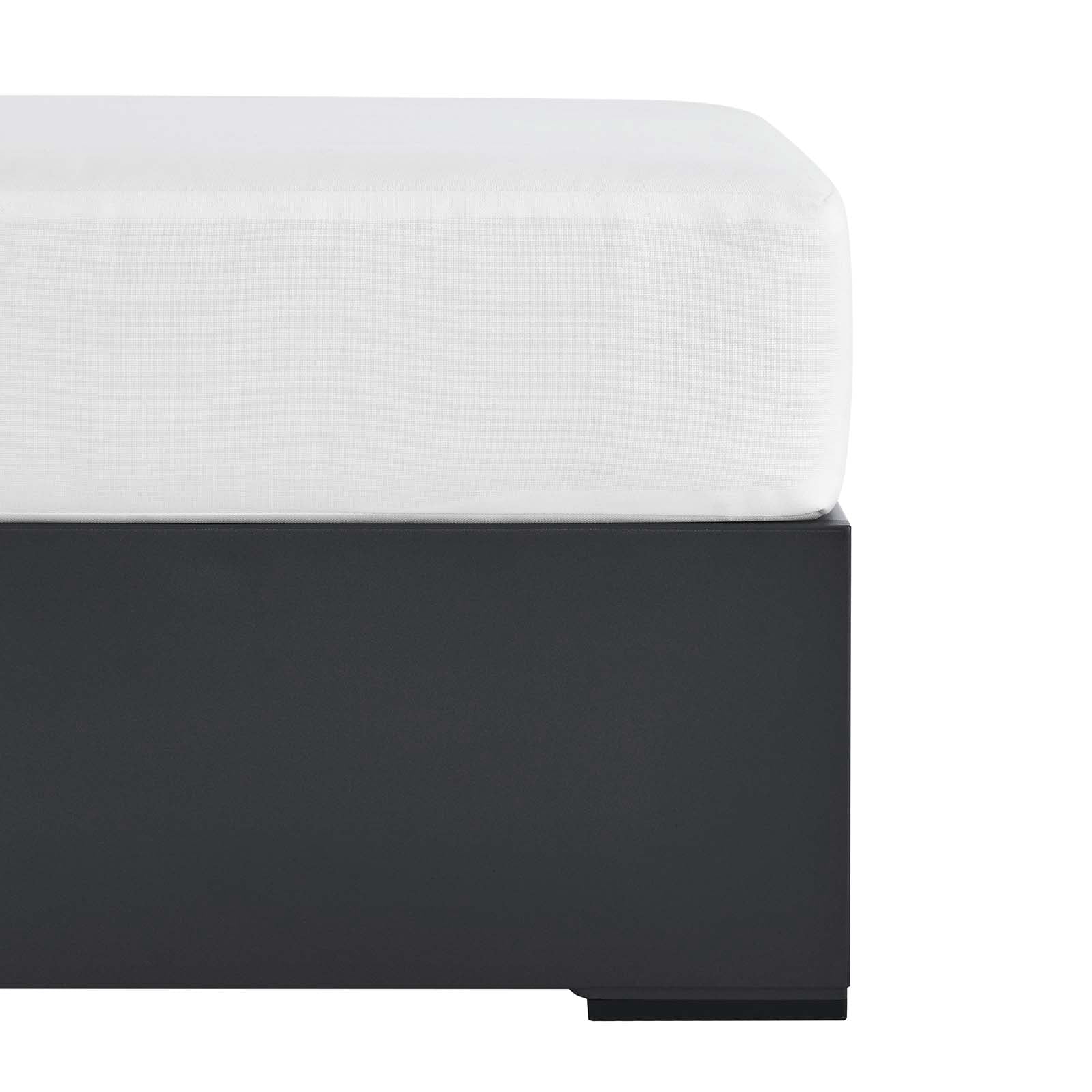 Tahoe Outdoor Patio Powder-Coated Aluminum Ottoman in Gray White