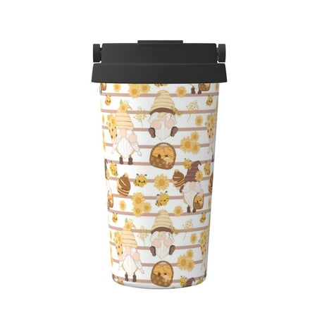 

Matuu Cute Bee Gnome2 for Insulated Coffee Mug Reusable Travel Coffee Cup Spill Proof 16oz Stainless Steel Coffee Cups for Hot/Ice Coffee Tea